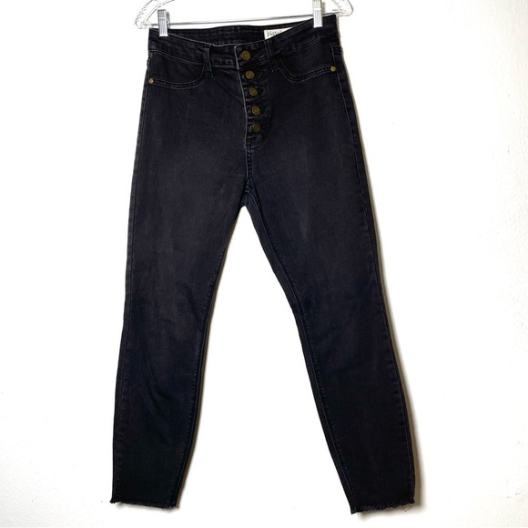 Pistola Black Raw Hem Exposed Button Fly Jeans| Size 30 - Picture 1 of 12
